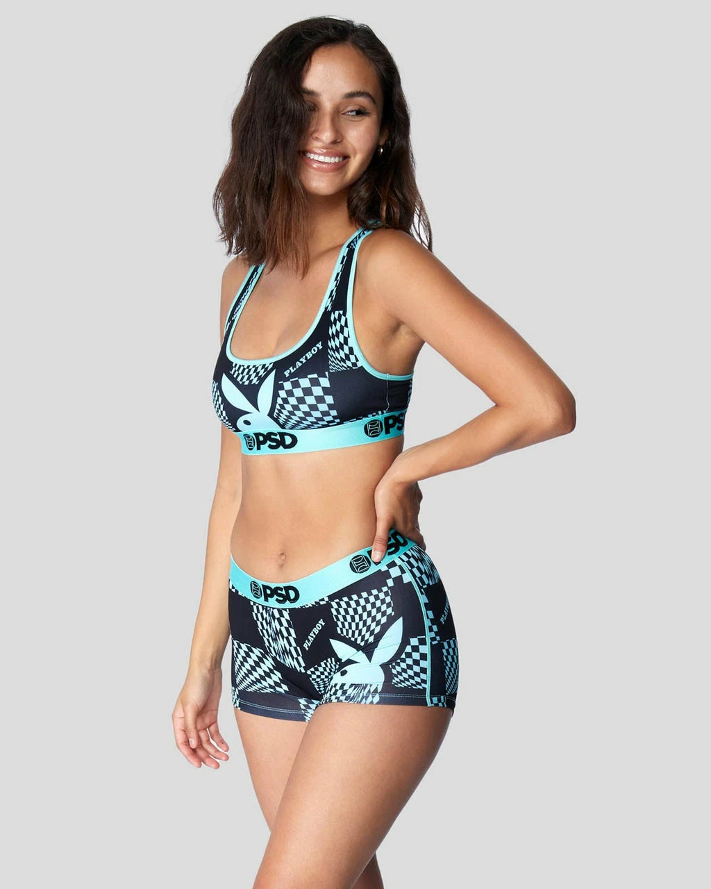 PSD Underwear Playboy - Warp Check Teal 2 PSD Underwear Playboy - Warp Check Teal - Image 2